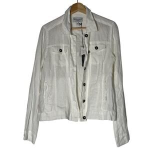 Michael Stars Jean Linen Button-Front Jacket Women's Size Med/Lg White